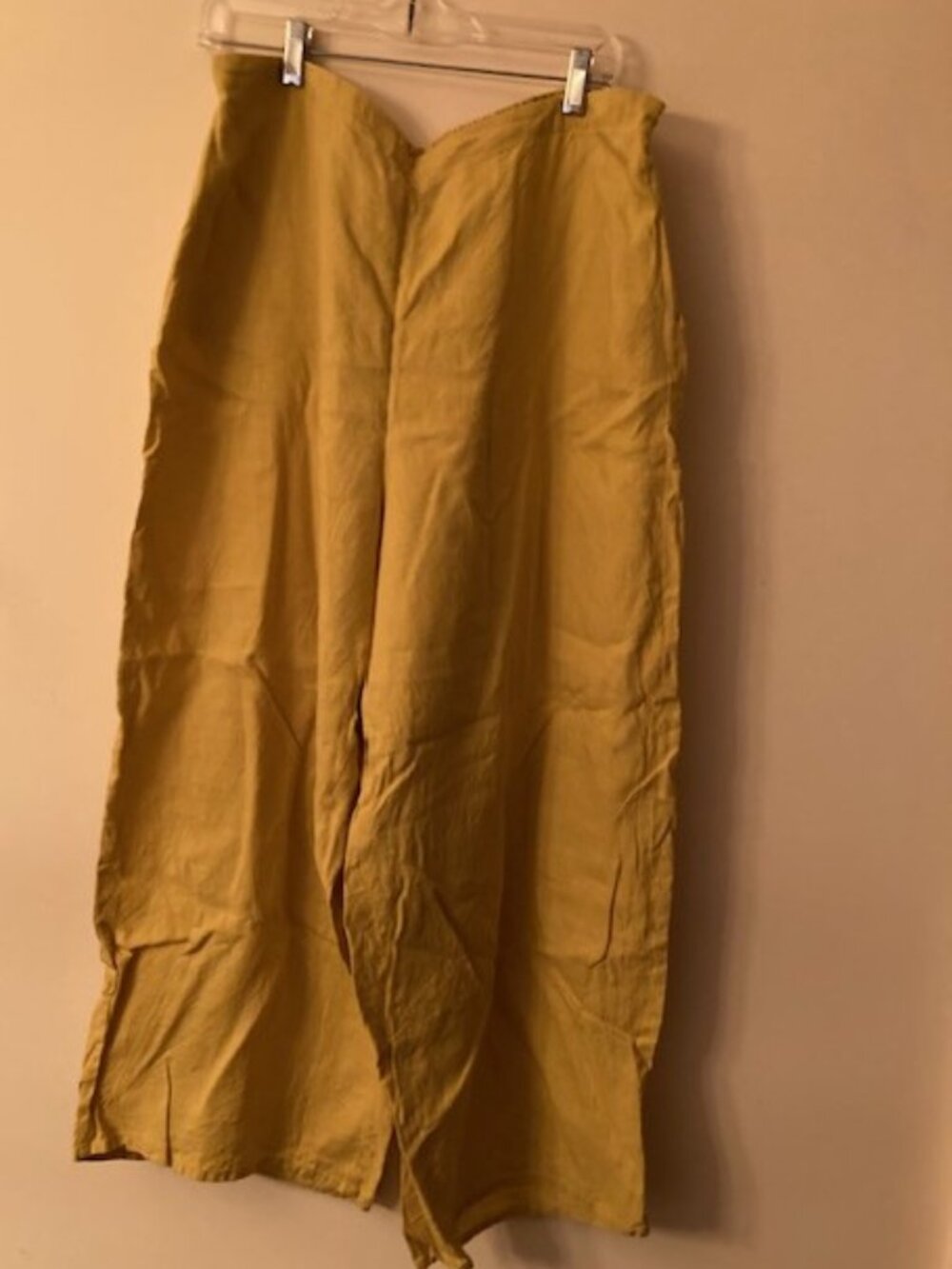 FLAX Golden Yellow Linen Ankle Length Pants Size 1G